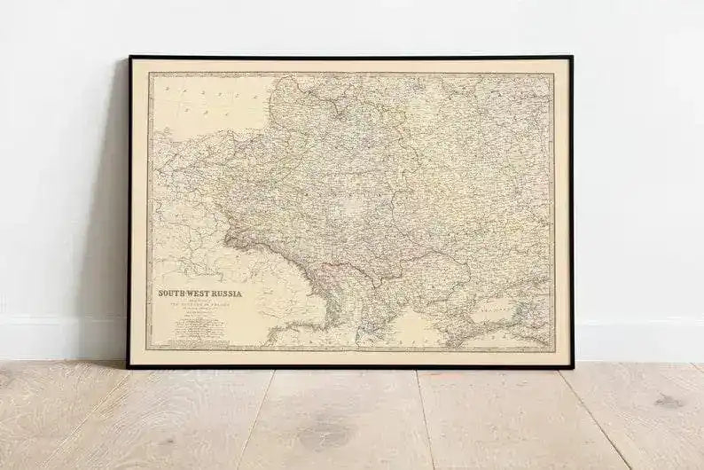 Composite Map of West Russia and Kingdom of Poland 1861| Map Wall Decor
