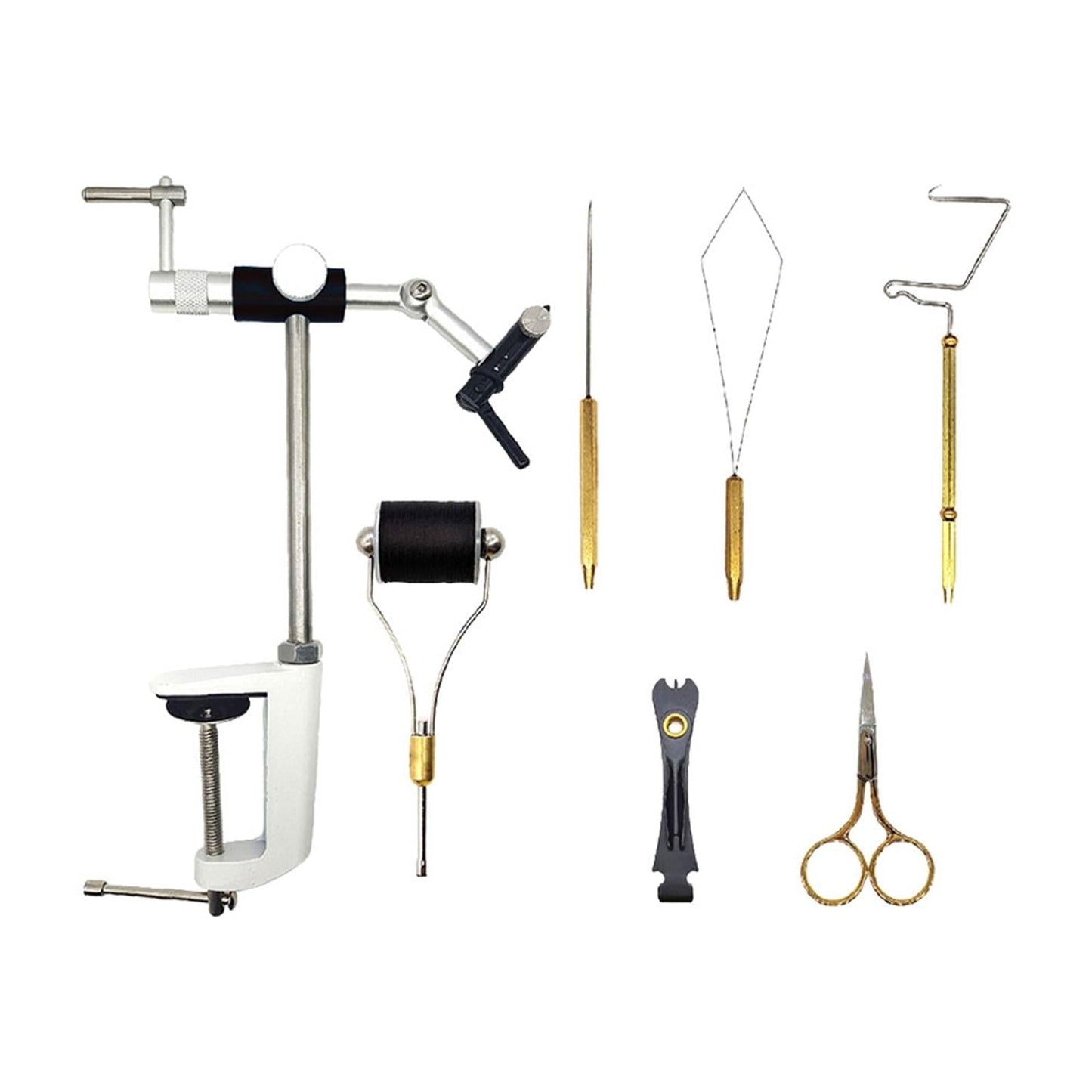 Rotary Fly Vise Threader Flying Tie Vise Fly Tying Set Table Tackle Tool Set Rotation Outdoor Gear Set Fishing Aluminum Alloy Fly Tying Vise