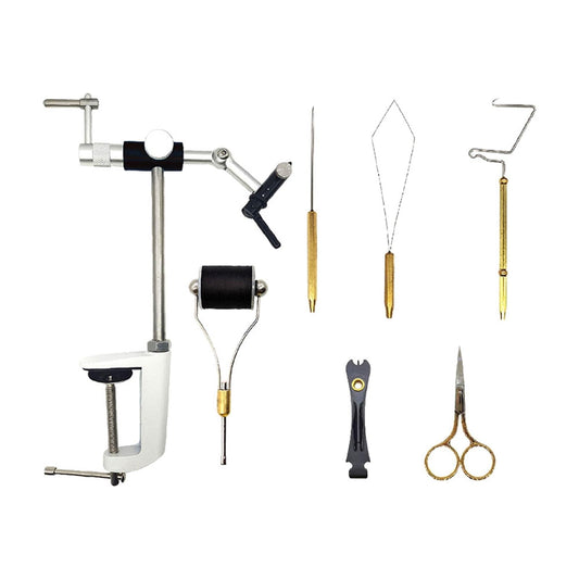 Rotary Fly Vise Threader Flying Tie Vise Fly Tying Set Table Tackle Tool Set Rotation Outdoor Gear Set Fishing Aluminum Alloy Fly Tying Vise