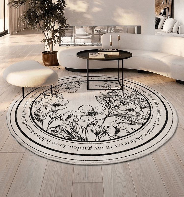 Nordic Round Garden Floral Area rug