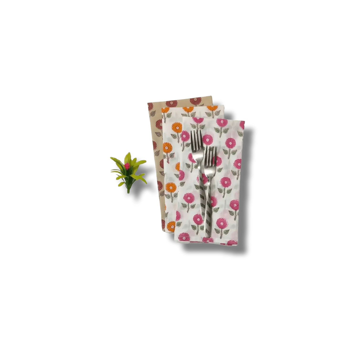 Daisy Block Printed Cotton Napkins