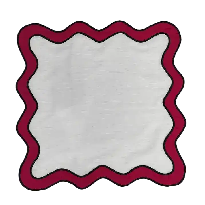 Double Scalloped Red and White Cotton Placemats - MAIA HOMES