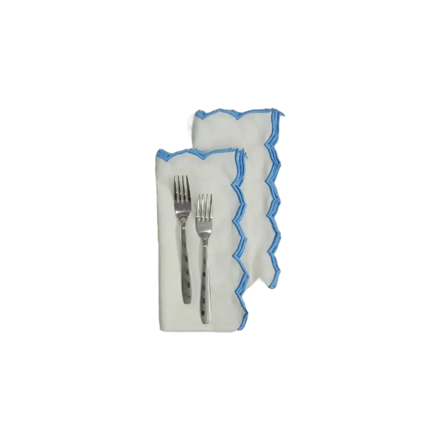 Edgy Scallop Trim White Cotton Napkins