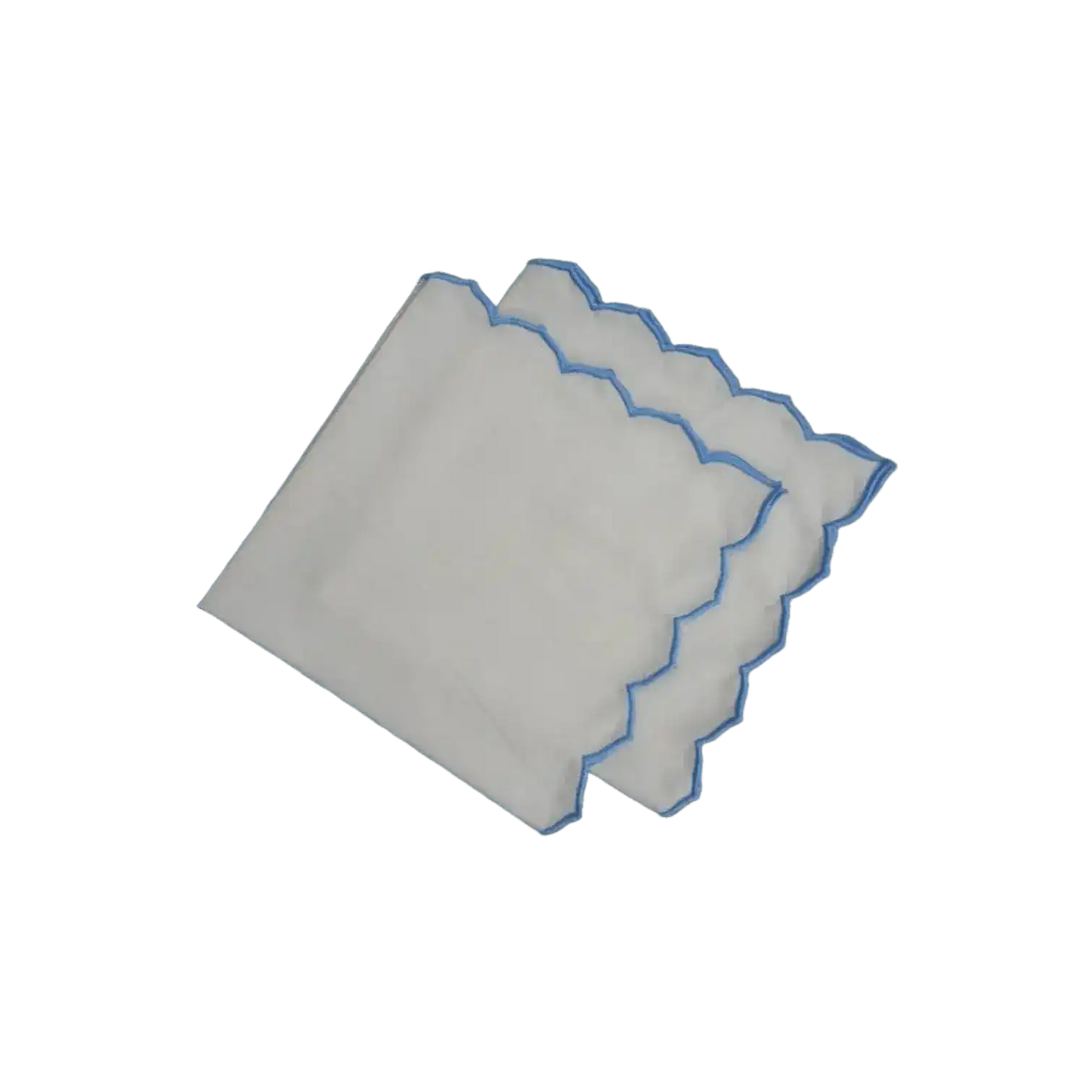 Edgy Scallop Trim White Cotton Napkins