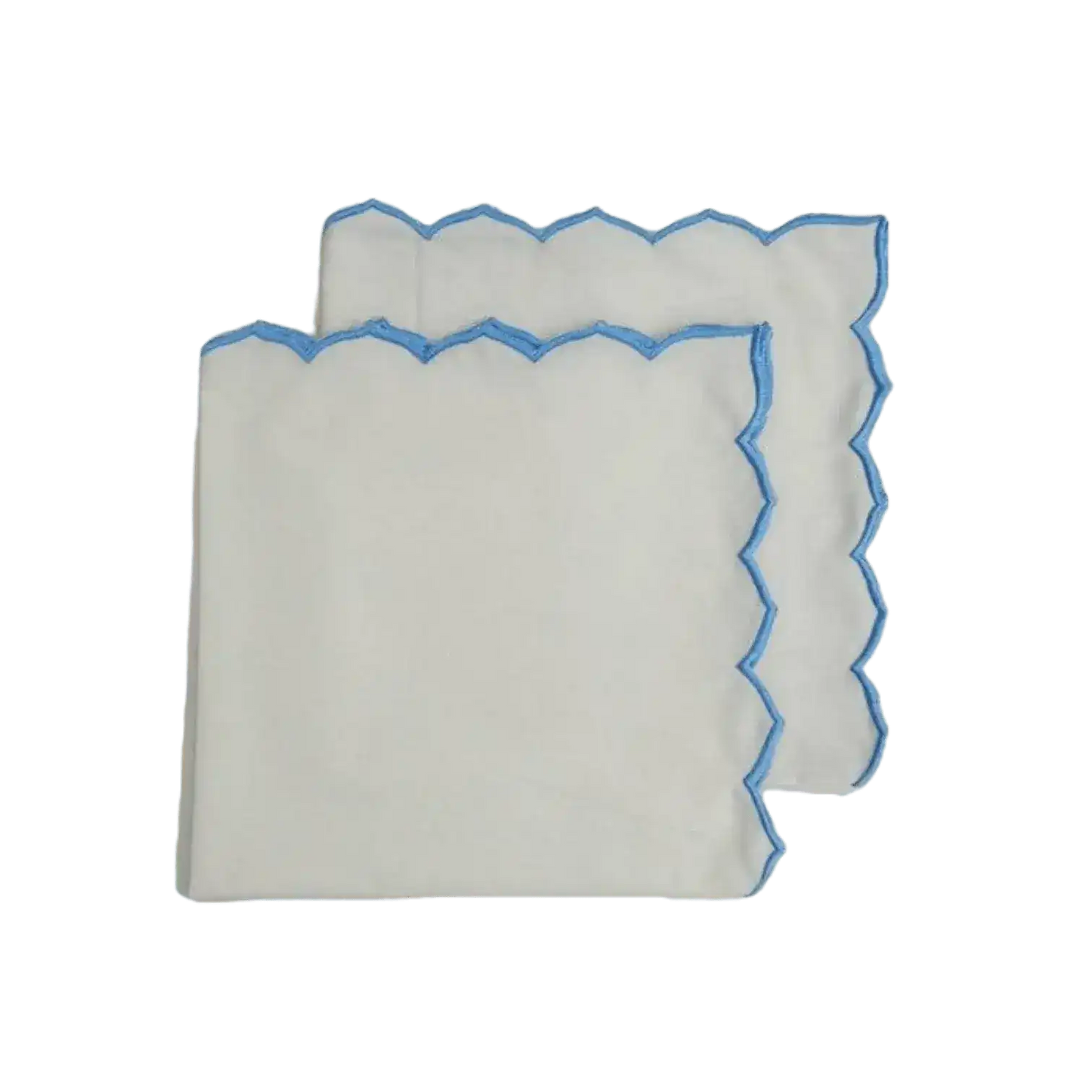 Edgy Scallop Trim White Cotton Napkins