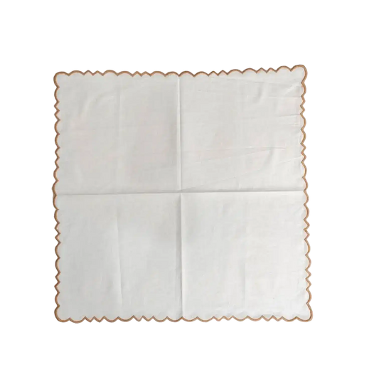 Embroidered Border White Cotton Napkins - MAIA HOMES