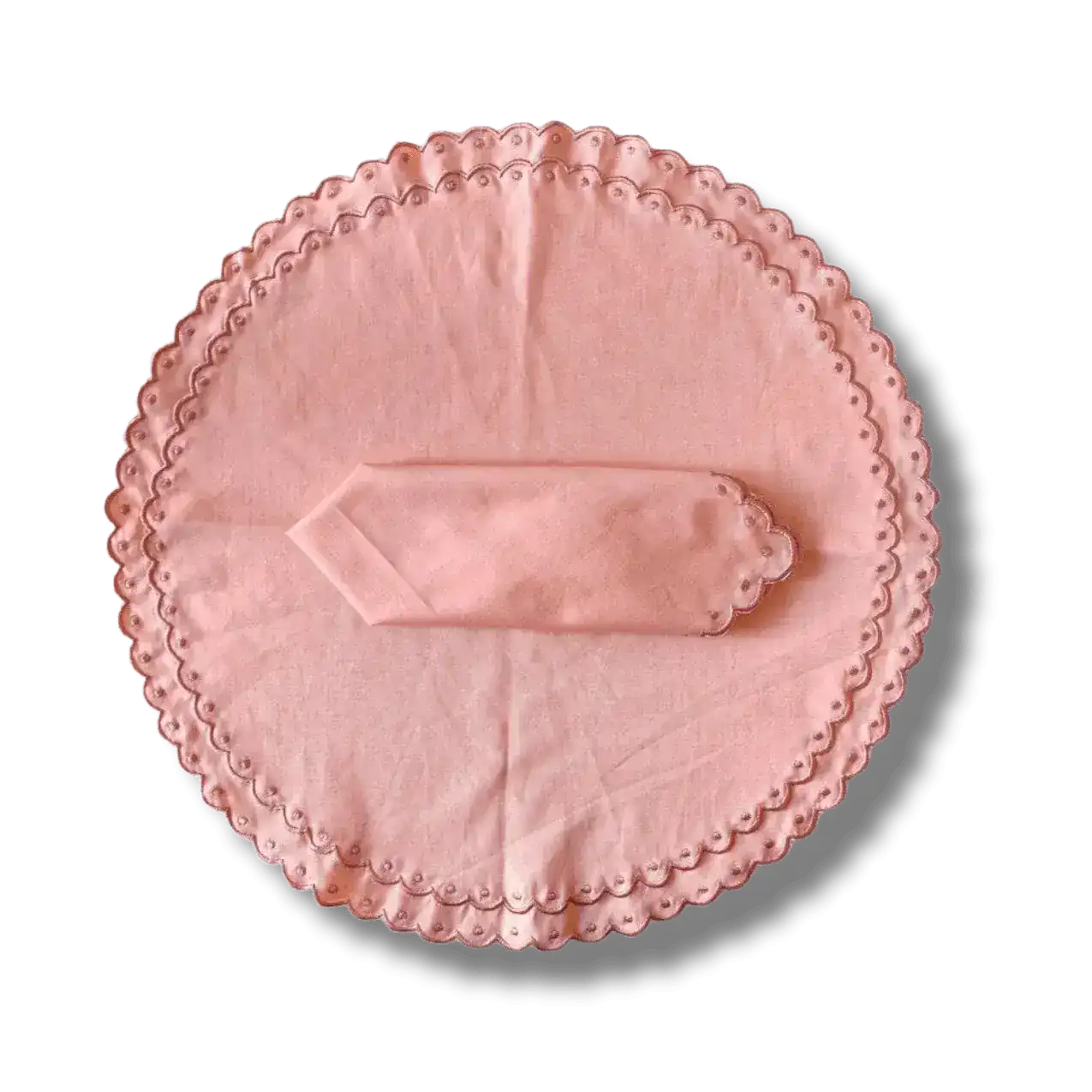 Embroidered Scalloped Round Biodegradable Napkins - MAIA HOMES