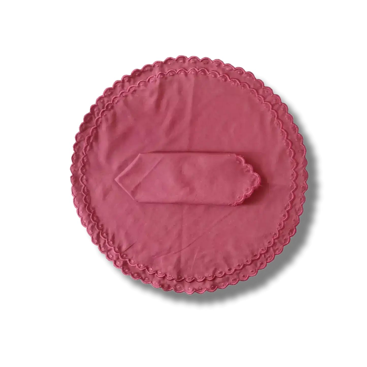 Embroidered Scalloped Round Biodegradable Napkins - MAIA HOMES