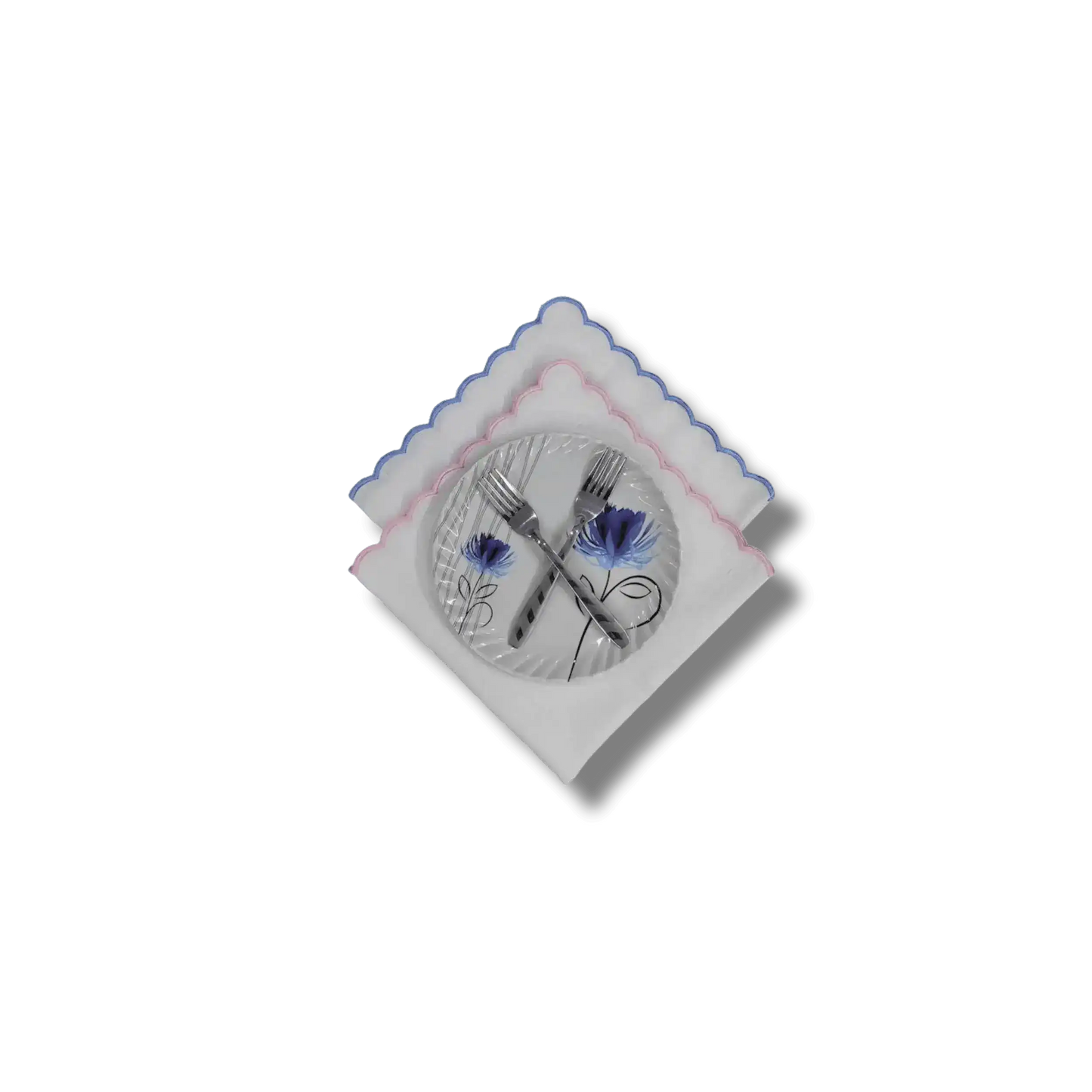 Embroidered Trim White Linen Napkins