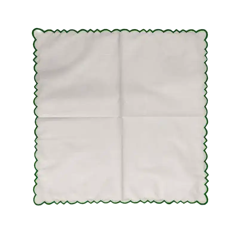 Embroidered Trim White Square Cotton Napkins