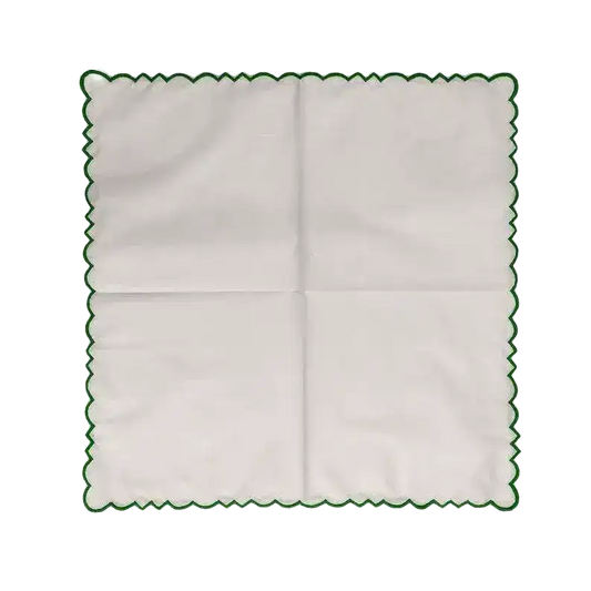 Embroidered Trim White Square Cotton Napkins