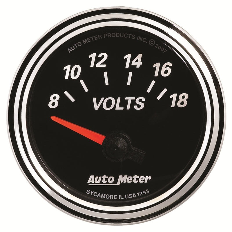 Autometer Designer Black II 52mm 18V Voltmeter Gauge Universal | 1293