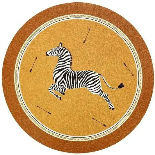 Faux Leather Printed Round Placemats - MAIA HOMES