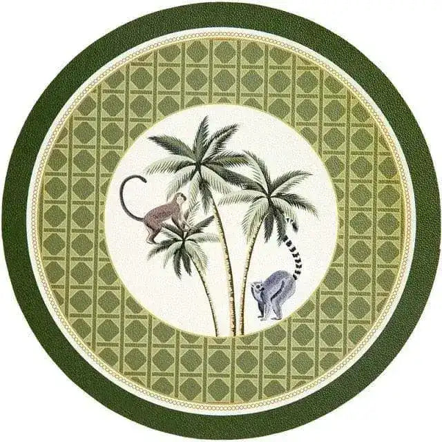 Faux Leather Printed Round Placemats - MAIA HOMES