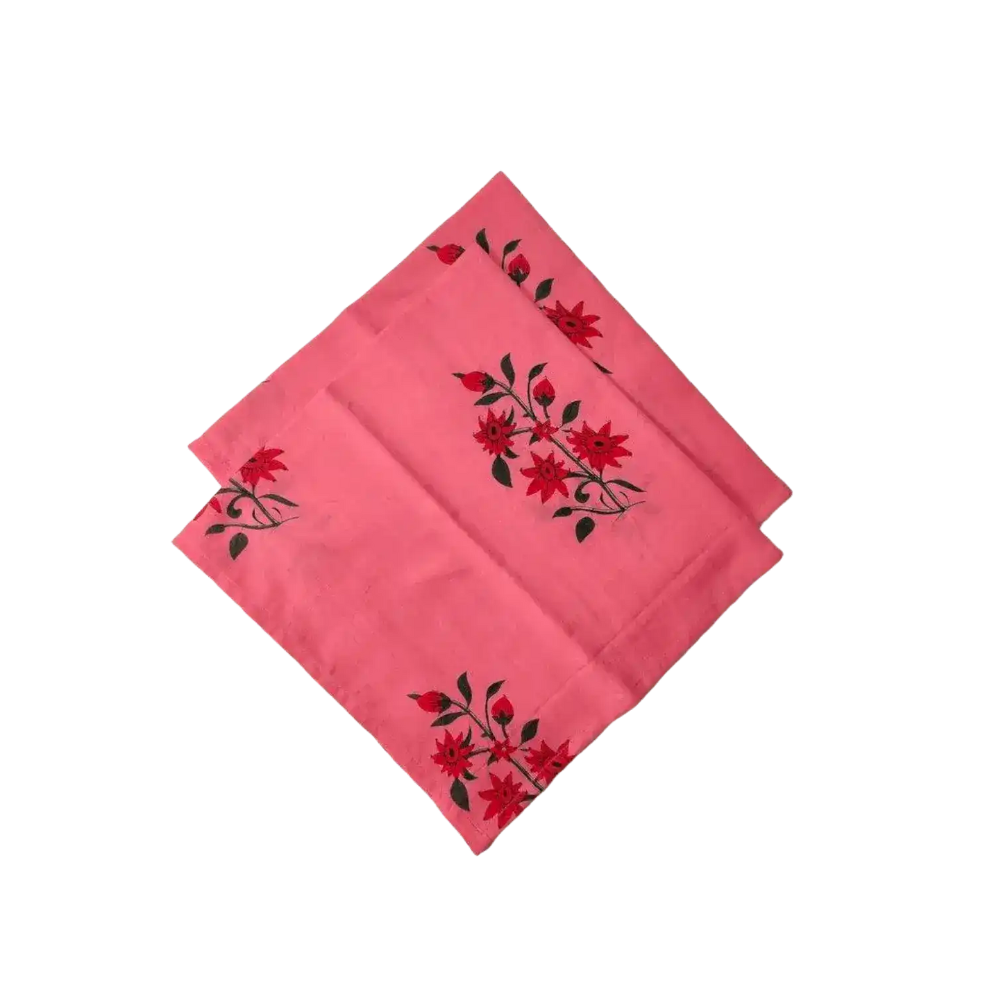 Flower Hand Blocked Print Cotton Napkins - Set of 4