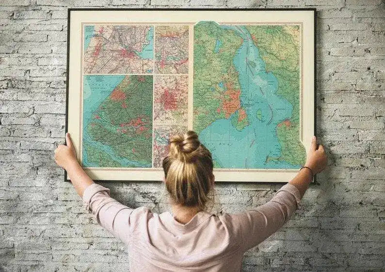 Geographical Map of Belgium and Netherlands| Map Wall Decor