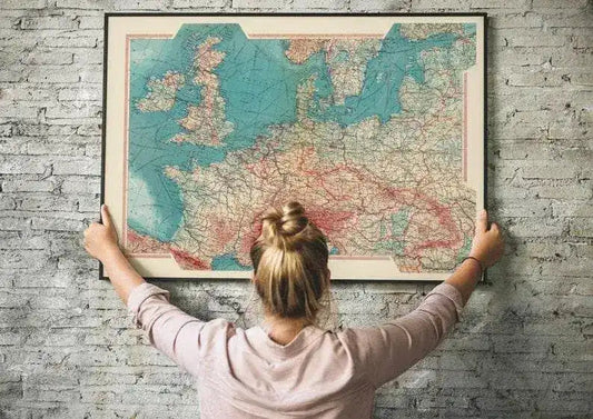 Geographical Map of Western Europe| Map Wall Decor