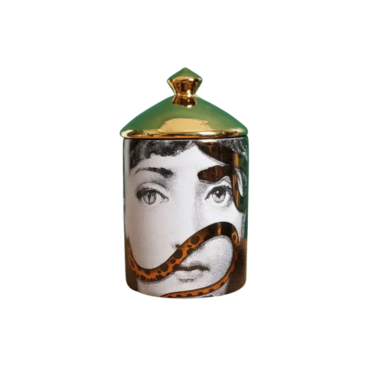 Gold Snake Lina Cavalieri Ceramic Aromatherapy Candle Jar with Lid