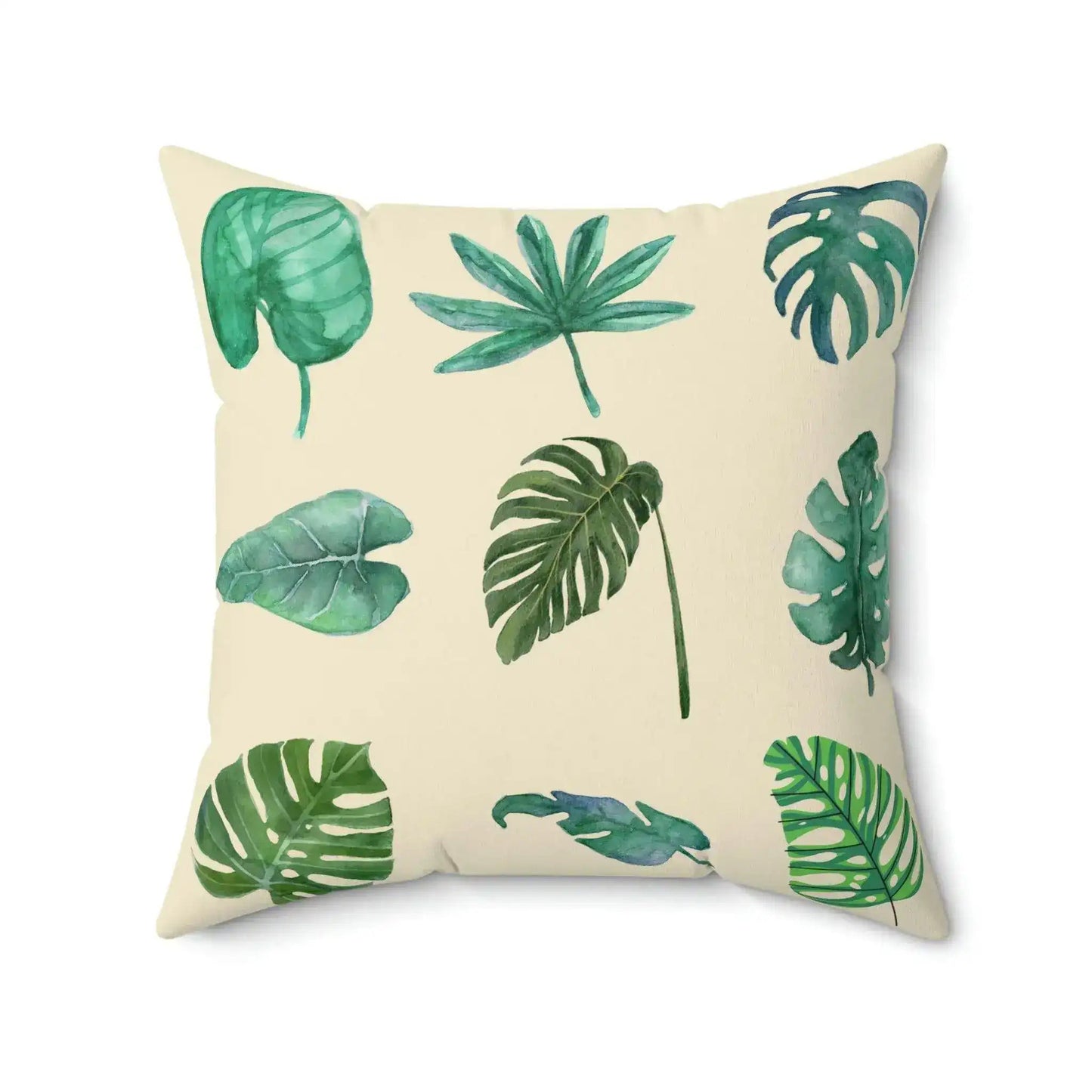 Green Monstera Leafy Printed Throw Pillow - MAIA HOMES