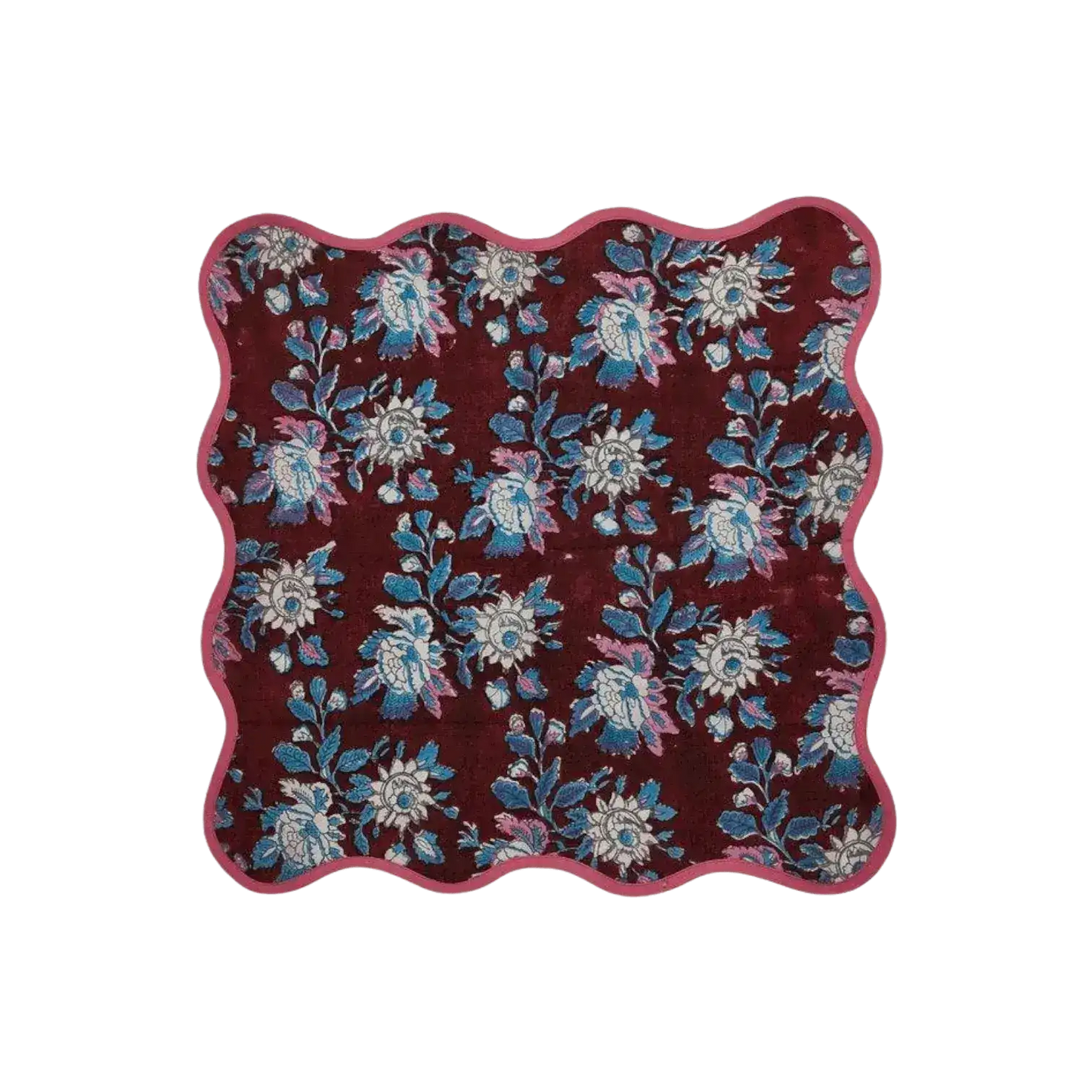 Hand Block Printed Emma Scalloped Cotton Napkins