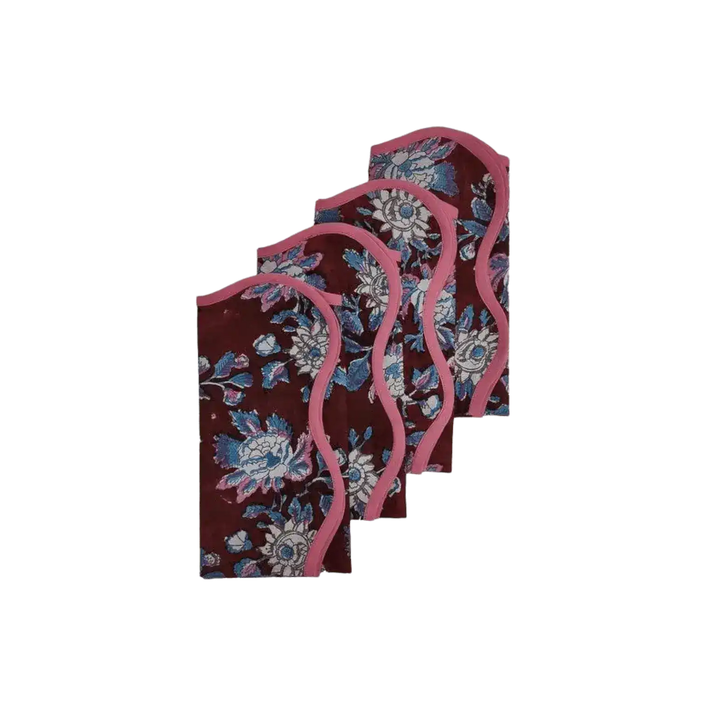 Hand Block Printed Emma Scalloped Cotton Napkins