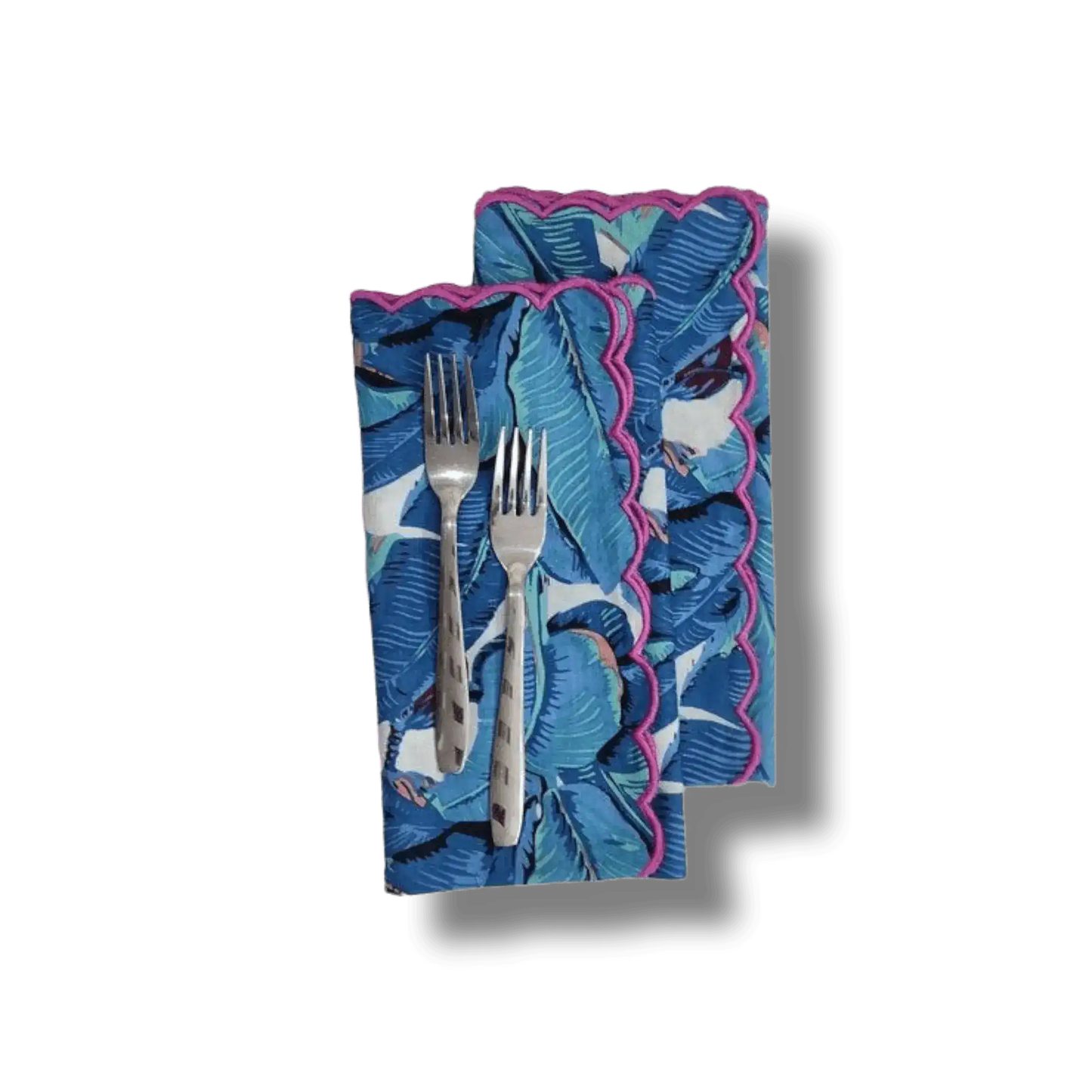 Hand Block Printed Tahiti Scalloped Cotton Napkins