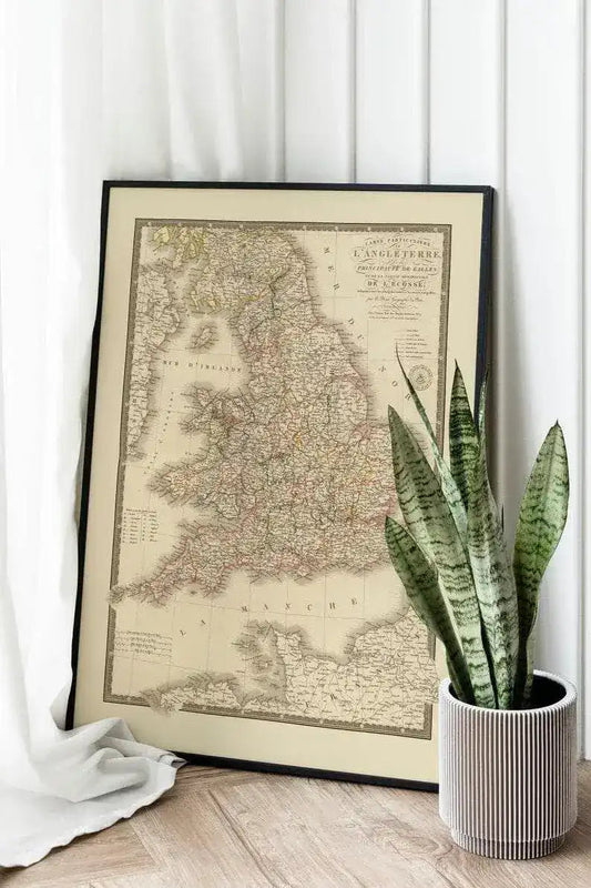Historical Map of England and Wales 1828| Old Map Wall Decor