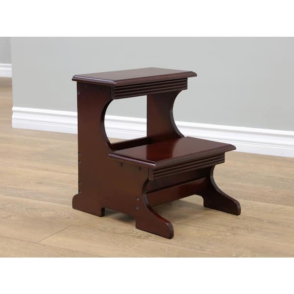 Wood Step Stool 2-Step, Dark Walnut 200 lb. Capacity