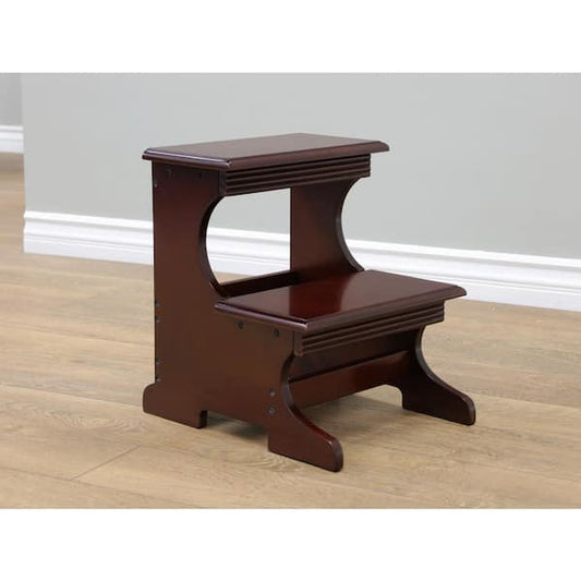 Wood Step Stool 2-Step, Dark Walnut 200 lb. Capacity