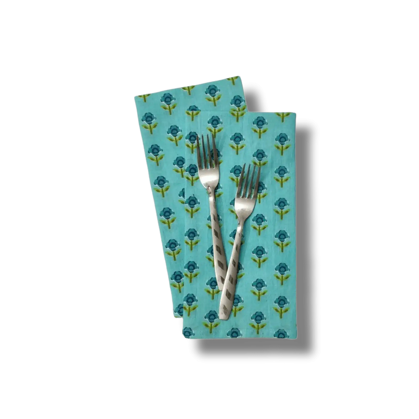 Indian Roses Floral Block Printed Cotton Napkins