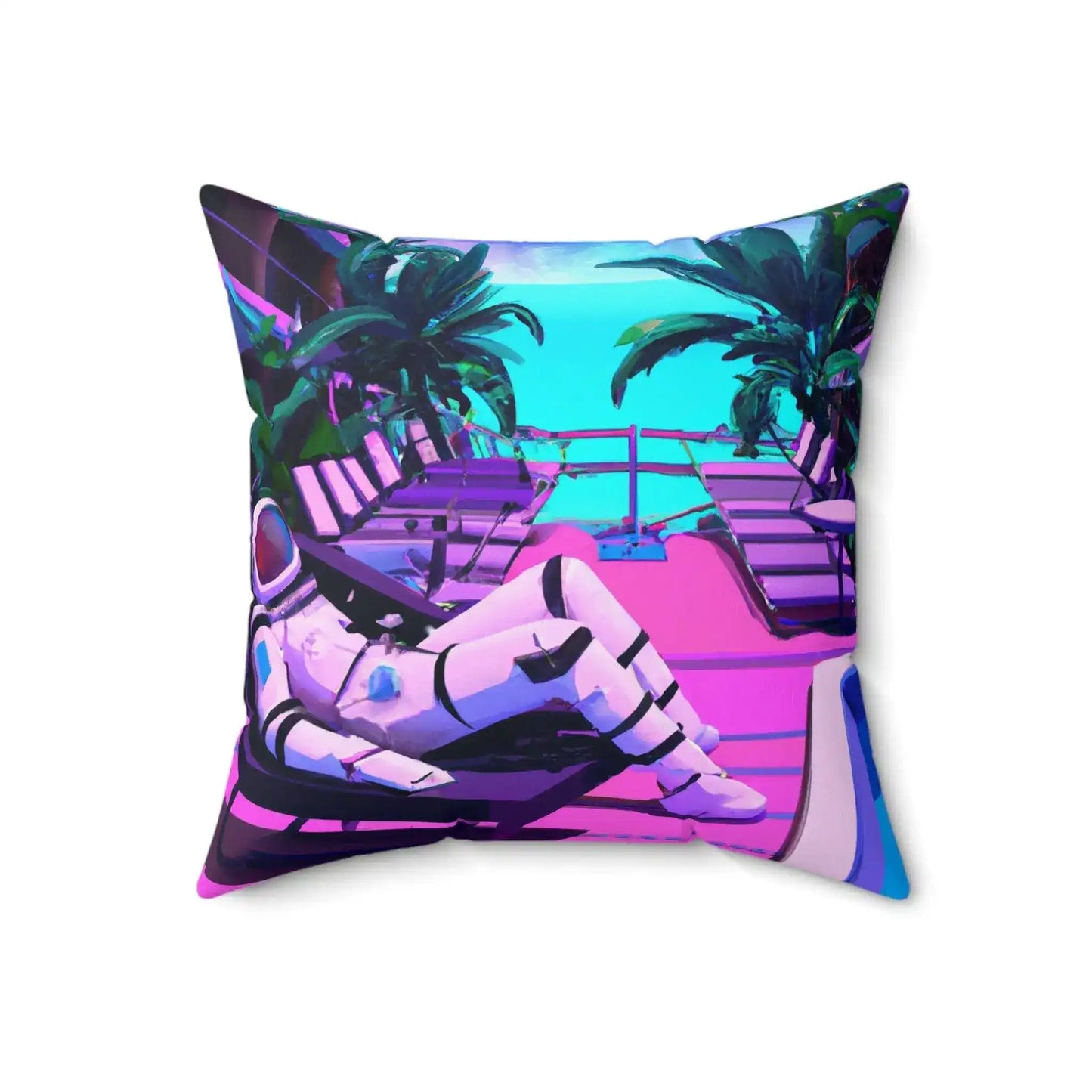 Lounging Astronaut Printed Throw Pillow - MAIA HOMES