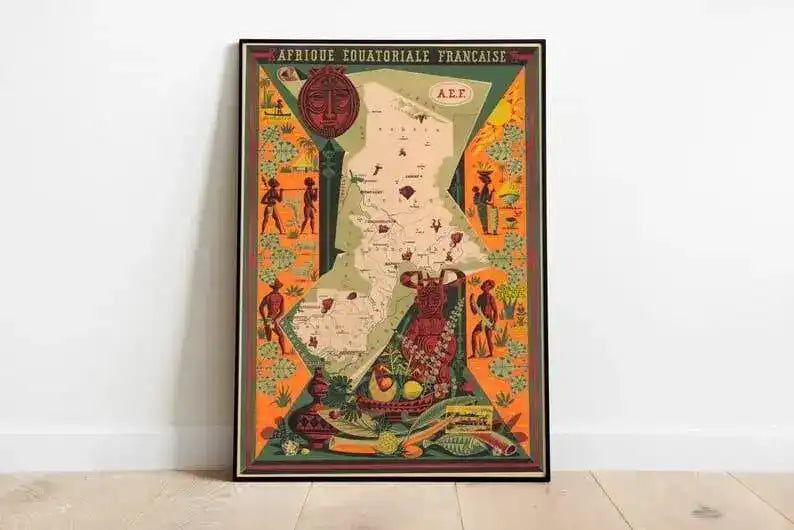 Map of French Equatorial Africa| Old Map Wall Decor