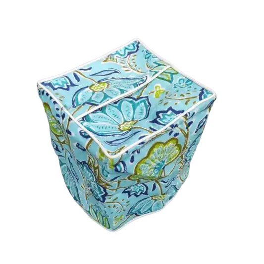 Miami Blue Floral Cotton Tissue Box Cover