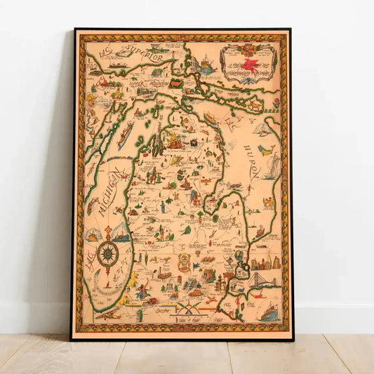 Michigan Vintage Map Wall Print