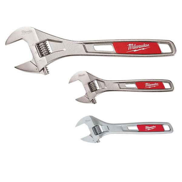 3-Piece Adjustable Wrench Set Tether-Ready Handle