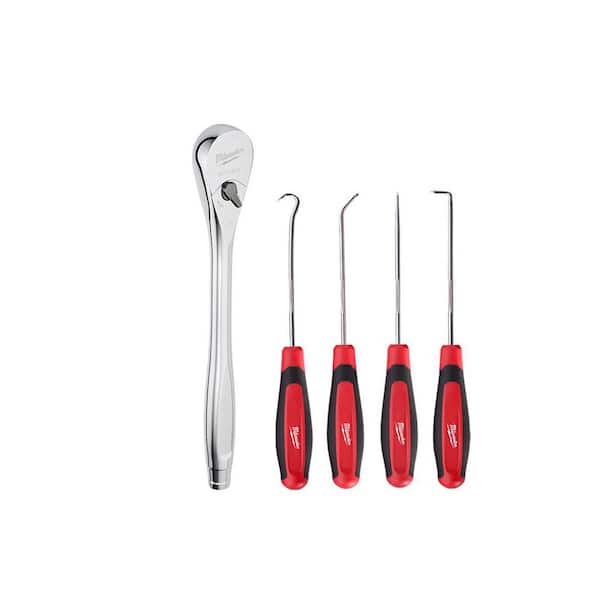 1/2 Drive Ratchet Hook And Pick Set Chrome 5-Piece Hand Tool