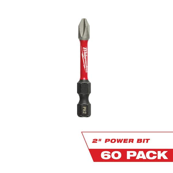 2" #2 Phillips Impact Duty Steel Driver Bits 60-Pack