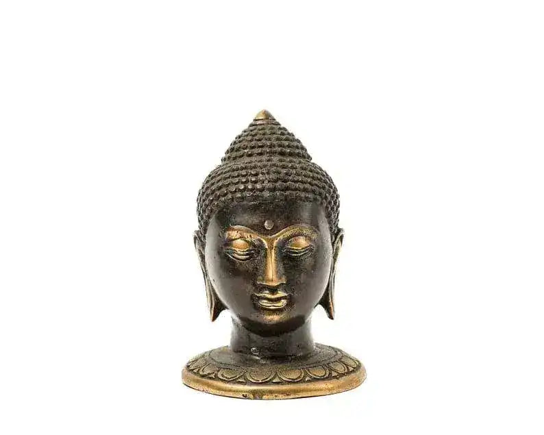 Mini Bronze Buddha Head Statue - MAIA HOMES