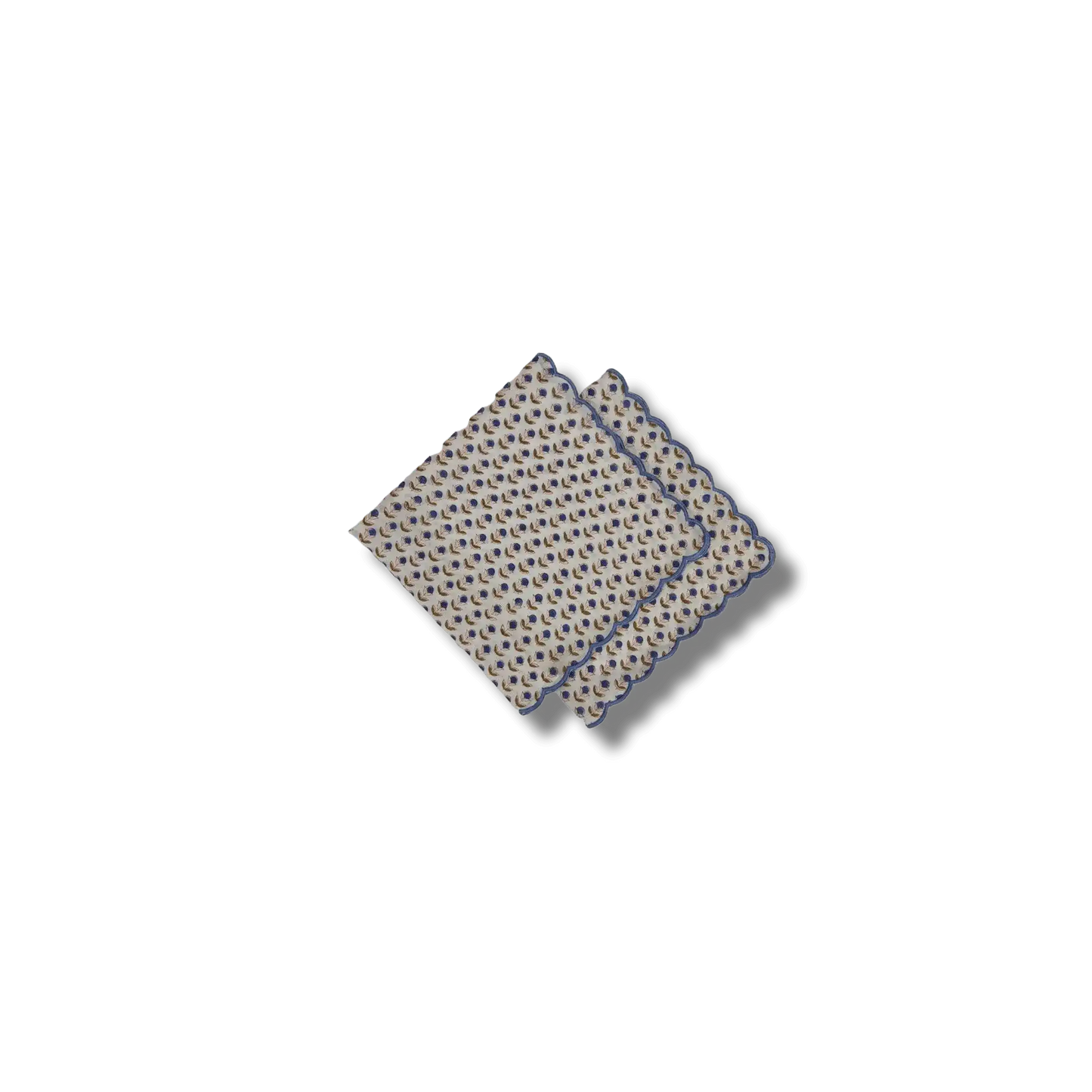 Mini Scallop Denim Blue Cotton Napkins