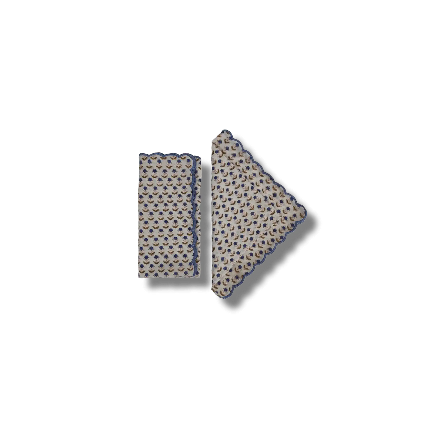 Mini Scallop Denim Blue Cotton Napkins