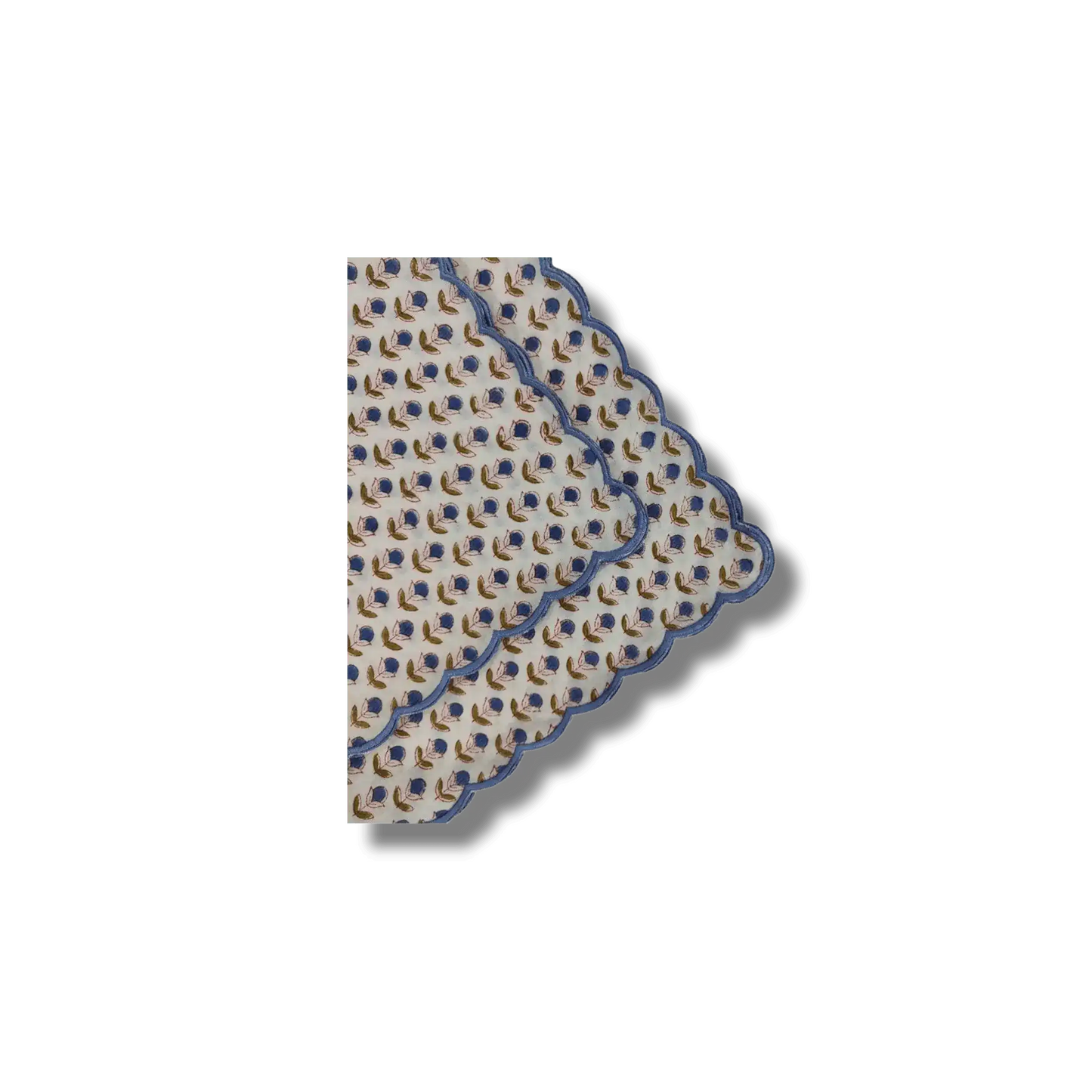 Mini Scallop Denim Blue Cotton Napkins