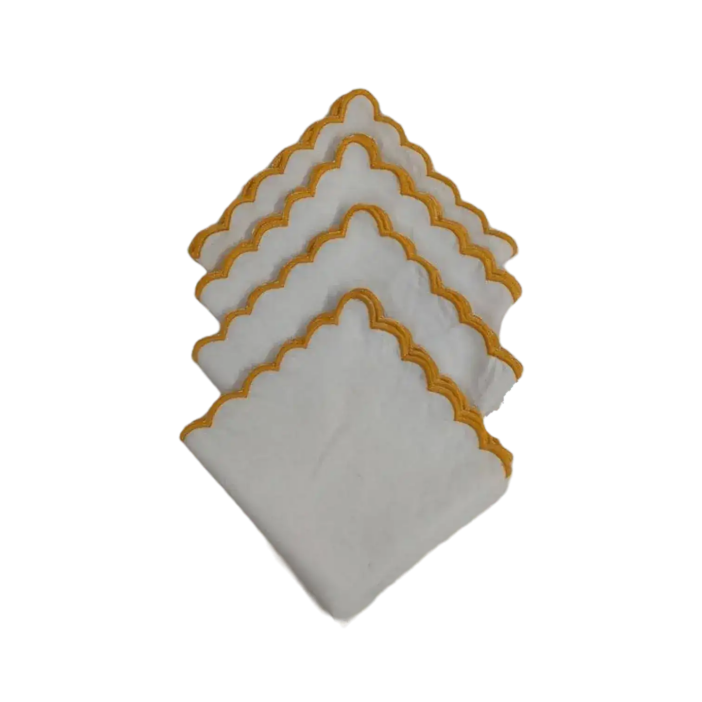 Mini Scalloped White Cotton Napkins with Embroidered Trim