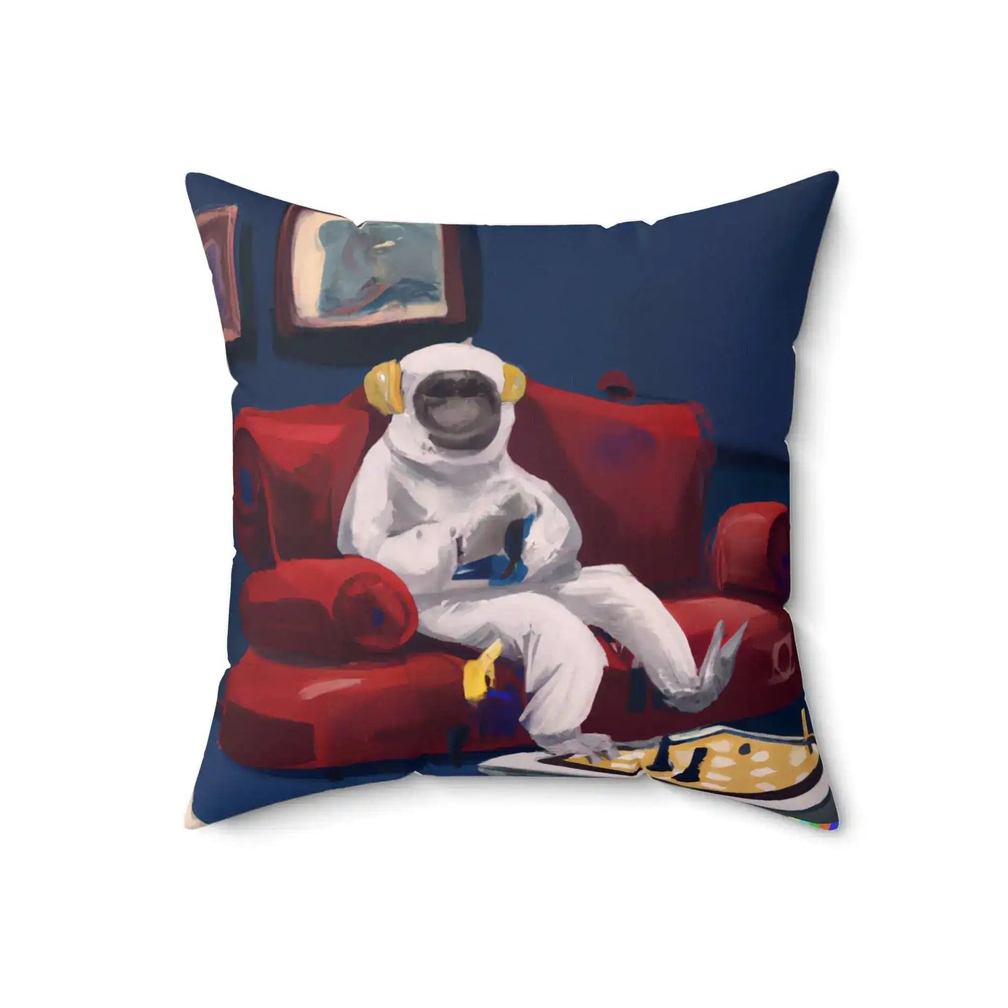 Monkey Astronaut Netflix and Chill Printed Throw Pillow - MAIA HOMES