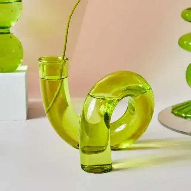 Ninia Collection of Green Glass Candle Holders - MAIA HOMES
