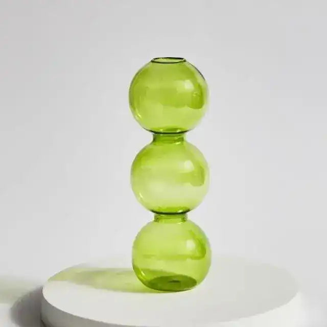 Ninia Collection of Green Glass Candle Holders - MAIA HOMES
