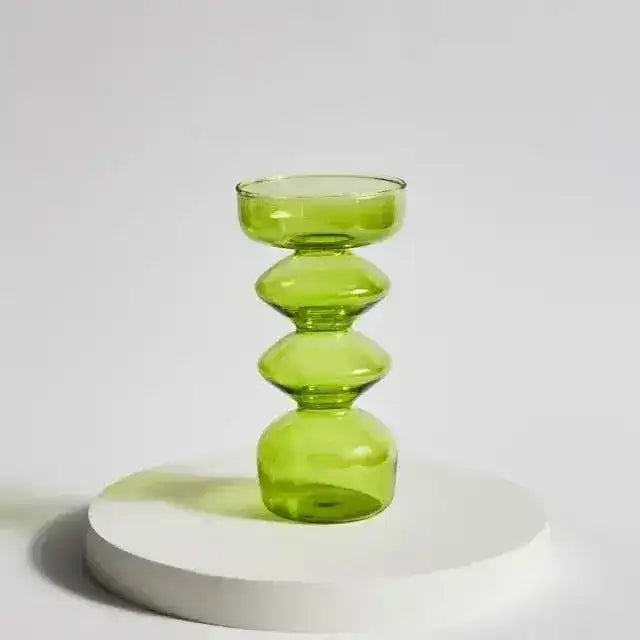 Ninia Collection of Green Glass Candle Holders - MAIA HOMES