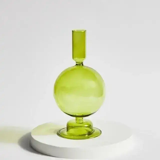 Ninia Collection of Green Glass Candle Holders - MAIA HOMES