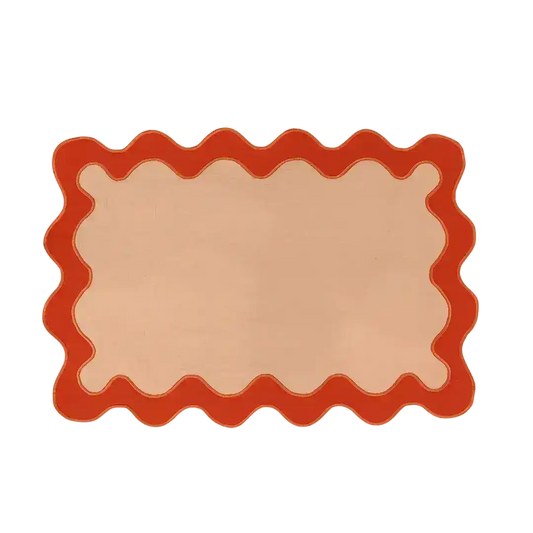 Orange Scallop 100% Linen Placemats