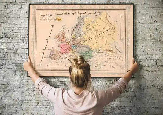 Ottoman Map of Europe 1868| Old Map Wall Decor