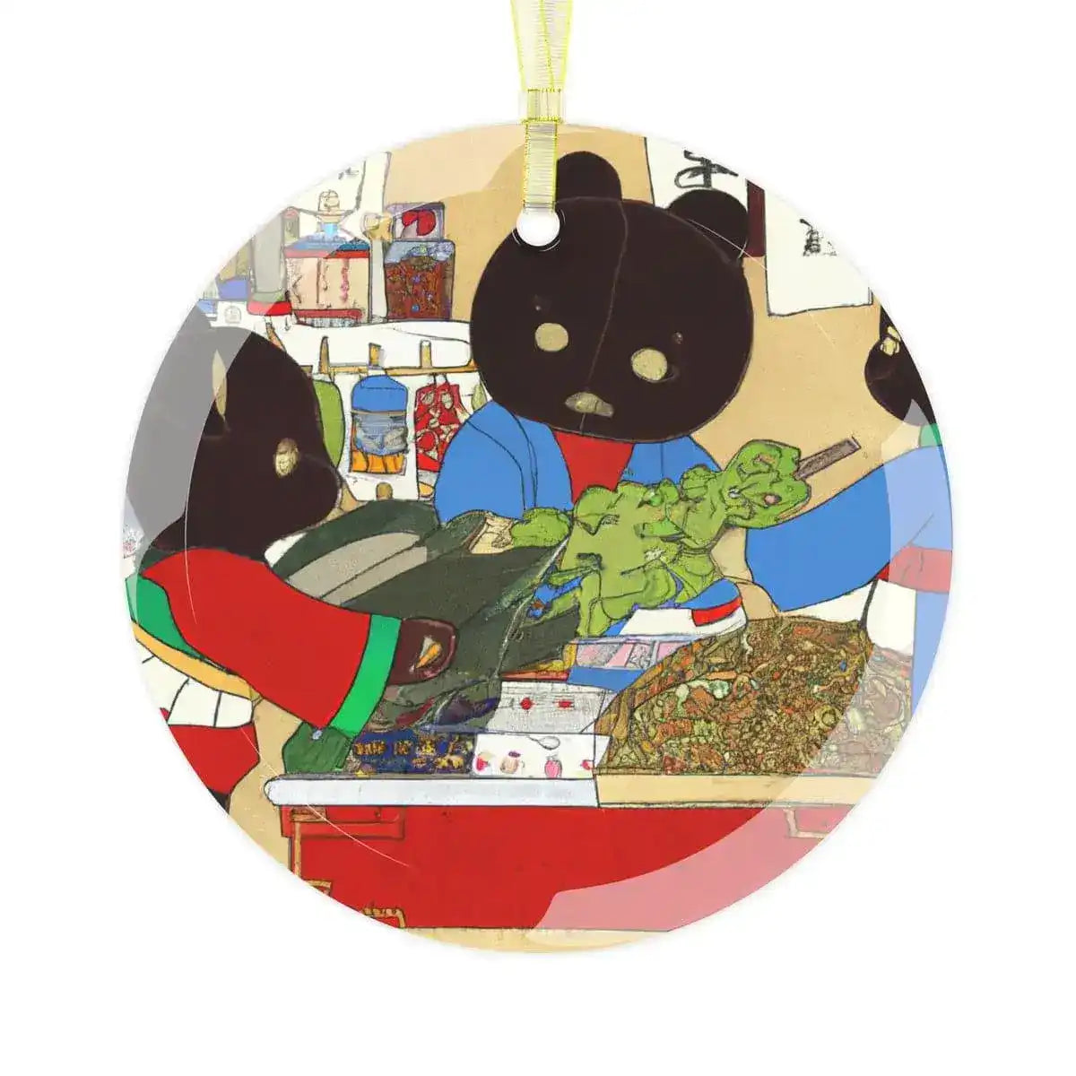 Panda Shopping in Japan Glass Ornament - MAIA HOMES